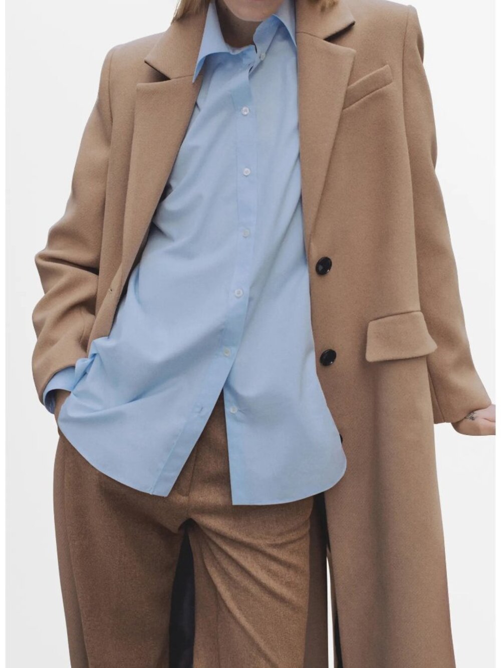MANGO Manteco Tailored Wool Blend Coat in Medium Brown